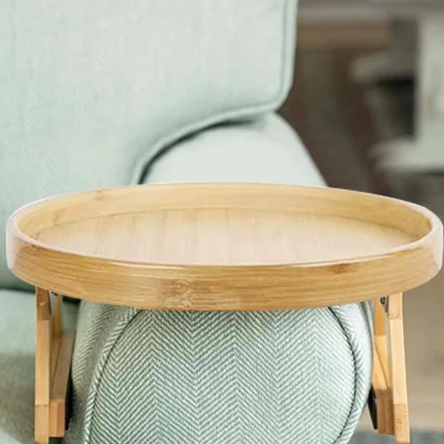 Miniatura 2 de Mesa de clip para el brazo del sofá, mesa multifunción para sofá, bandeja de sofá de bambú con clip en la mesa auxiliar para sofás anchos, bandeja