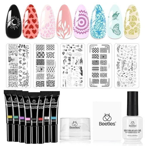 Miniatura 13 de Beetles - Juego de esmalte de gel para uñas de espiral, 2 colores populares en negro y blanco, pintura de gel para uñas de espiral, pincel de arte 2
