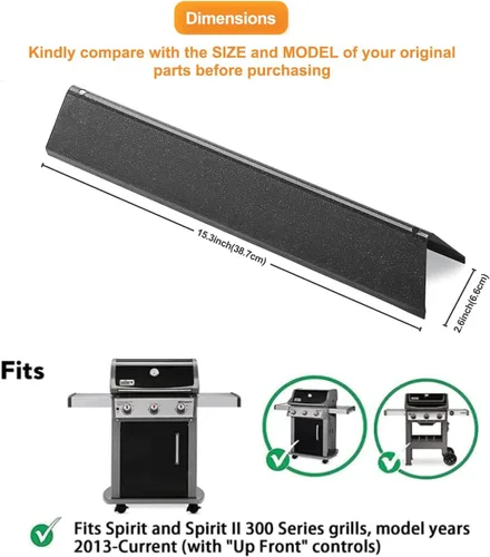 Miniatura 2 de 7636 Barras aromatizantes para Weber Spirit 300 II 300 y GS4 Spirit II 300 Series, Spirit E310 E320 E330 S310 S320 S330 con perilla de control
