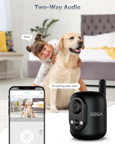Miniatura 8 de Xega Cámara de seguridad celular 4G LTE inalámbrica para interiores, cámara 2K sin WiFi para bebé/mascota/ancianos con aplicación de teléfono, 355 °