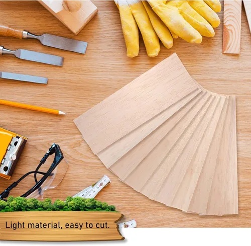 Miniatura 5 de Namalu 10 paquetes de hojas de madera de balsa de 12 x 4 x 0,12 pulgadas - 3 mm de espesor, tablas de madera sin acabar para manualidades, casa