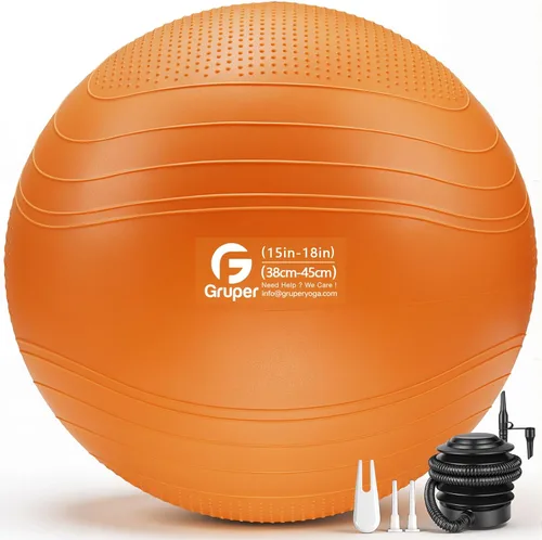 Miniatura 13 de Gruper Pelota de yoga, pelota de ejercicio antideslizante extra gruesa para entrenamiento, yoga, embarazo, 4 tamaños de silla anti estallido