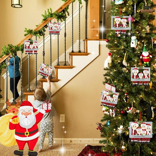 Miniatura 6 de Adorno de Navidad personalizado 2025, adorno para árbol de Navidad, marco personalizado de familia feliz hecho de cerámica, colgante con nombre
