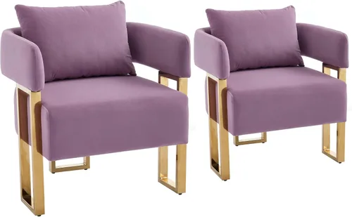 Miniatura 13 de YITAI Sofá Loveseat Moderno Sillas de Acento sin Ruedas, Sillas Laterales para Sala de Estar con Patas de Metal Dorado, Sillones de Lectura