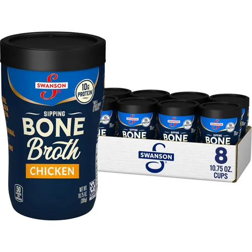 Caldo de hueso de pollo para beber Swanson S, 10.75 oz Taza apta para microondas (Paquete de 8)