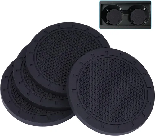 Miniatura 9 de Wisdompro - Posavasos para automóvil, paquete de 4 posavasos de PVC para automóvil, antideslizantes, universales, accesorios interiores de Negro