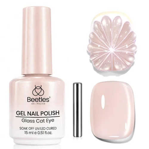 Miniatura 64 de Beetles - Esmalte de uñas de gel ultravioleta semipermanente sin HEMA de alto brillo para manicura francesa y arte de uñas, frasco a juego, blanco F