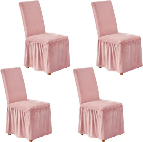 Miniatura 24 de NICEEC Fundas de silla de elastano para sillas de comedor, juego de 6 fundas de sillas de comedor extraíbles con falda, fundas de silla de comedor