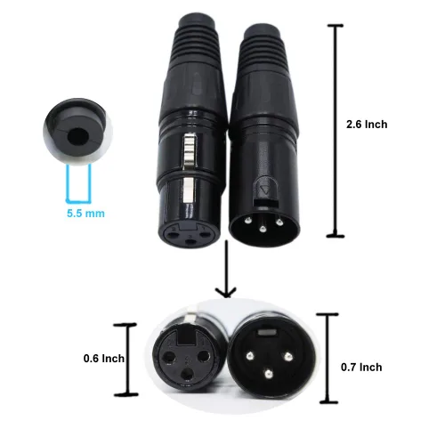 Miniatura 3 de 10 pares DMX XLR 3 Pin Macho/Hembra Audio Mic Snake Plug Audio Micrófono Cable Conector, Carcasa Negra