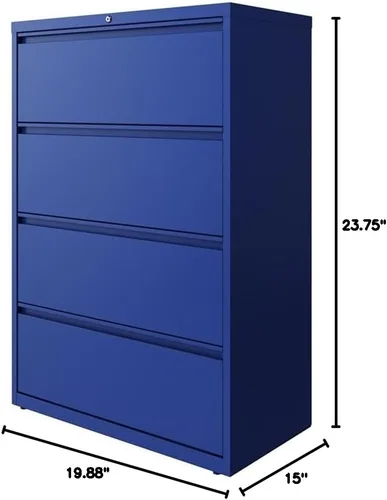 Miniatura 2 de UrbanPro Archivador lateral de metal de 36" con 4 cajones en azul clásico