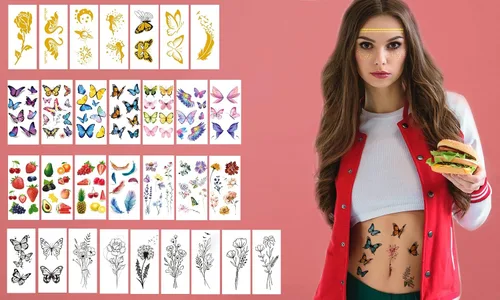 Miniatura 7 de JEEFONNA 60 hojas de tatuajes temporales para la cara, tatuajes falsos metálicos para mujeres, hombres, niños, impermeables, festivales, cosplay