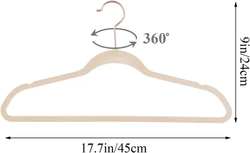 Miniatura 7 de VECELO Perchas de terciopelo de alta calidad resistentes (paquete de 60), antideslizantes y ahorran espacio con 8 clips para los dedos y soporte
