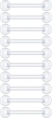 Miniatura 23 de Anillos de plástico para pezón – Anillos de lengua transparentes – Piercing hipoalergénico recto Bioflex