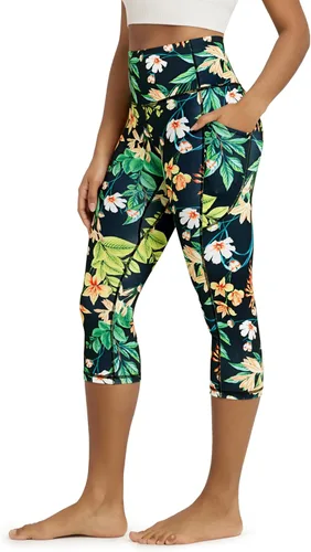 Miniatura 39 de ODODOS - Leggings capri de cintura alta para mujer con bolsillos, control de abdomen, no se transparentan, para entrenamiento atlético, running