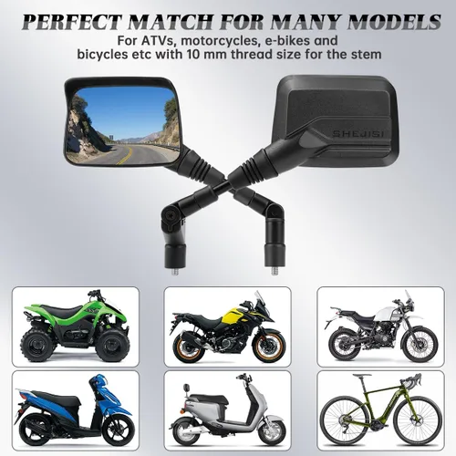 Miniatura 5 de SHEJISI Espejos de Motocicleta, Espejos para ATV (Paquete de 2) con Resistencia al Impacto, Antirreflejos con Protección contra la Lluvia