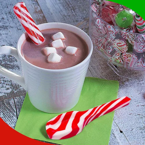 Miniatura 7 de Sprinkle Me This Cucharas de menta Paquete de 12 unidades Cucharas de caramelo temáticas navideñas Sabor tradicional de menta