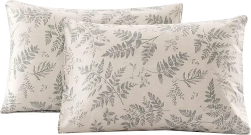 Miniatura 22 de ECOCOTT Floral Pillowcases Standard Size Set of 2, 100% Washed Cotton Pillow Cases with Envelope Closure, Beige Botanical Wildflower Printed Pillow