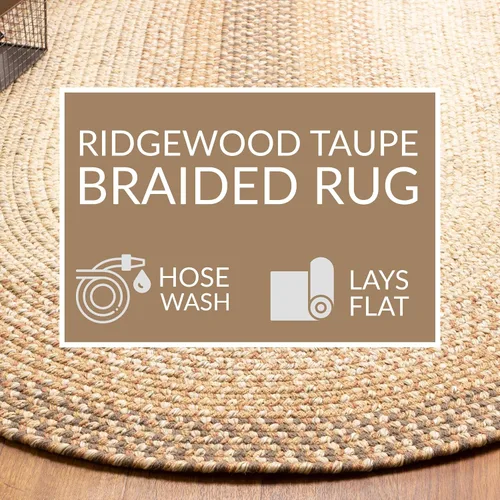 Miniatura 7 de Super Area Rugs - Alfombras trenzadas 2X3 para granja y cocina - Alfombra Ridgewood trenzada para sala de estar - Reversible - Para Taupetone / Beige