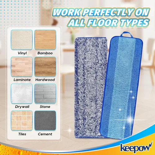 Miniatura 4 de KEEPOW Almohadilla de limpieza de microfibra de 18 pulgadas, almohadillas de repuesto para mopa para pisos de madera dura, almohadillas