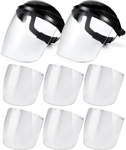 Tellegloww 8 protectores faciales de seguridad para moler y cortar, visera transparente resistente a los impactos, máscara facial completa con casco