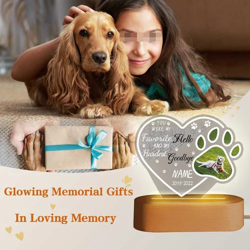 Miniatura 5 de Lámpara Nocturna Personalizada de Recuerdo para Mascotas, Lámpara de Noche de Simpatía, Lámpara de Acrílico Personalizada con Foto, Placa de Foto