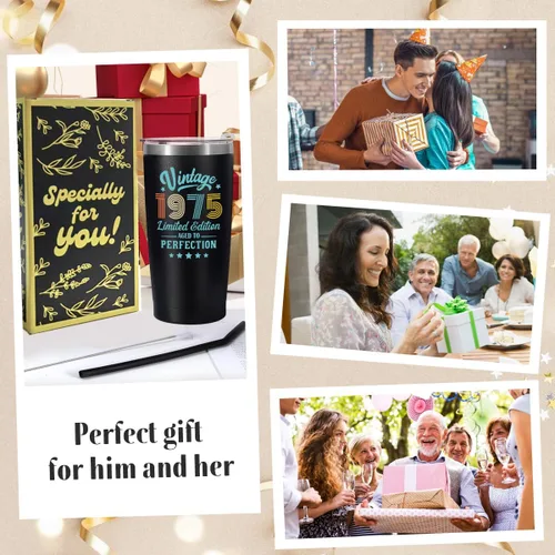 Miniatura 7 de Regalos de 50 cumpleaños para hombres y mujeres, idea de regalo de 50 años para él y ella, vaso de feliz cumpleaños 50 para mayores de 50 años