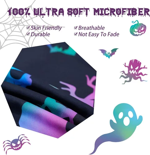 Miniatura 3 de Menghomeus Juego de ropa de cama de Halloween, tamaño King, color negro, juego de funda de edredón con diseño de calabaza y fantasma de dibujos