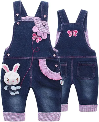 Miniatura 6 de KIDSCOOL SPACE Baby Girl Jean OverallsToddler Denim Cute 3D Bunny Outfit