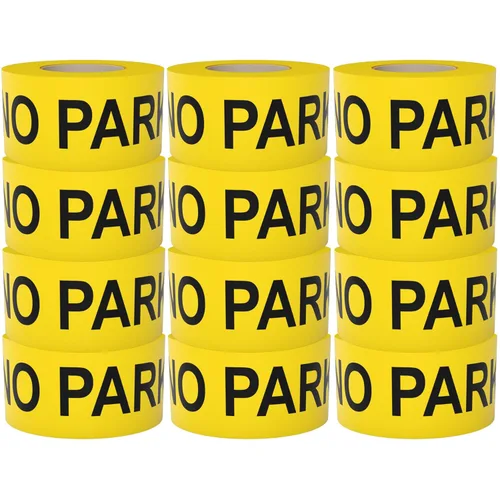 Miniatura 8 de Cinta amarilla brillante de precaución 3 x 1000 impresa en negro contrastante, 3 pulgadas. Ancha para la máxima legibilidad. Diseño resistente.