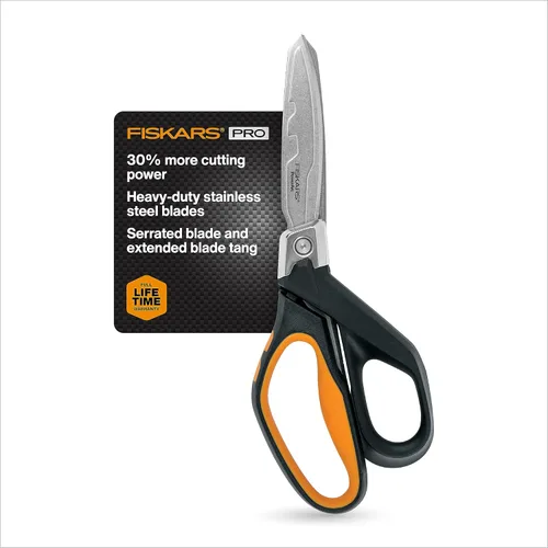 Tijeras de Taller Fiskars Pro PowerArc, Tijeras de Acero Inoxidable Resistentes, Herramienta de Grado Industrial para Edificación y Construcción, 10