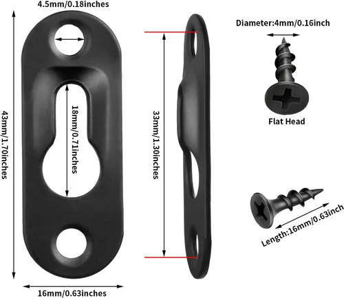 Miniatura 2 de Hotop 40 piezas de percha para cuadro con un solo ojo de cerradura con 80 piezas de tornillos, sujetadores de metal con agujero de cerradura