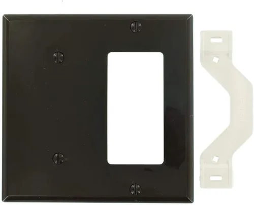 Miniatura 2 de Leviton Decora/ICFT - Placa de pared para combinación de dispositivos de 2 unidades, 1 blanco, tamaño estándar, 80708