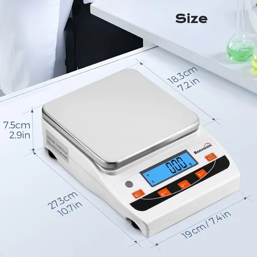 Miniatura 7 de Bonvoisin Báscula de laboratorio 176.37 oz/0.00 oz Escala científica de laboratorio de alta precisión 0.00 oz de precisión Balanza analítica