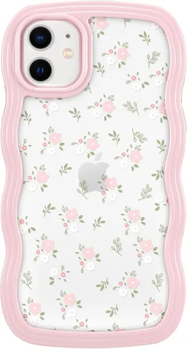 Miniatura 19 de ZCDAYE Funda compatible con iPhone 11, diseño floral estético, bonita funda rizada y ondulada para mujeres y niñas, funda de TPU suave a prueba