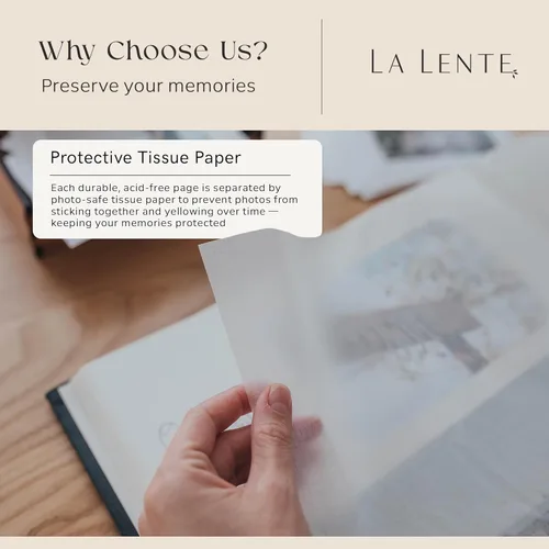 Miniatura 5 de La Lente - Álbum de recortes premium – Álbum de fotos con espacio para escribir – 100 páginas para múltiples tamaños 4x6, 5x7, 6x8, 8x10 – Capacidad