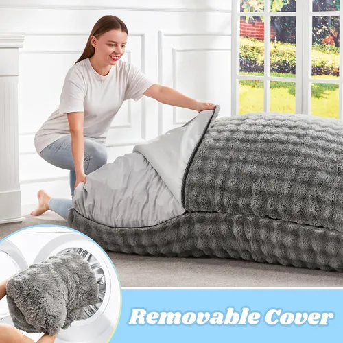 Miniatura 8 de Hobestluk Silla Puf 3 en 1, Sillas Puf Gigantes para Adultos con Cubierta de Burbujas, Cojín de Suelo Convertible con Cubierta Lavable a Máquina