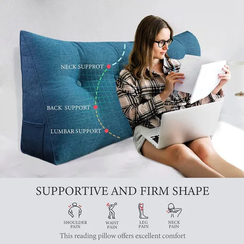 Miniatura 2 de Funda de almohada para cabecero, funda de almohada grande de cuña para cama, triangular, almohada de lectura, soporte de espalda, funda de almohada