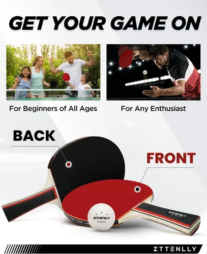 Miniatura 8 de Paletas de ping pong con pelotas y estuche de almacenamiento, mejor control y goma invertida pegajosa, juego de palas de tenis de mesa