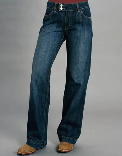 Miniatura 2 de Flamingals Jeans rasgados de pierna recta para mujer, jeans vintage de cintura media