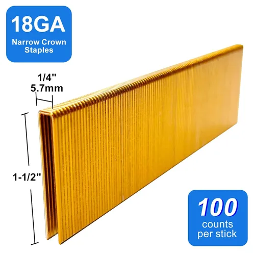 Miniatura 2 de Grapas de corona estrecha de calibre 18 de 1/4 de pulgada, grapas de tapicería galvanizadas para grapadora neumática o eléctrica de 18 GA o pistola