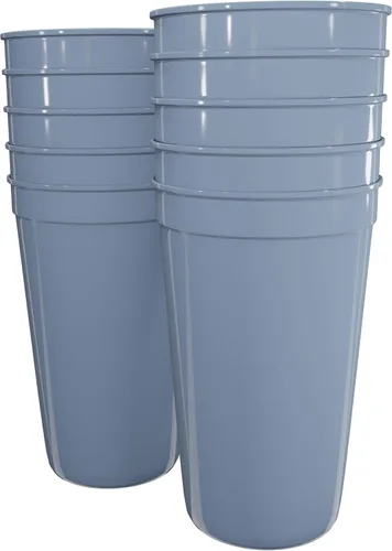 Miniatura 32 de PartyPrints Paquete de 100 vasos de plástico en blanco reutilizables de 10 a 12 onzas, vasos de estadio a granel, sin BPA, aptos para lavavajillas