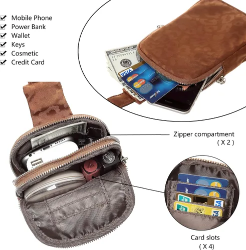 Miniatura 5 de Bolso bandolera pequeño, riñoneras de tela de nailon para mujeres, viajes, senderismo, caminar, regalos para ella