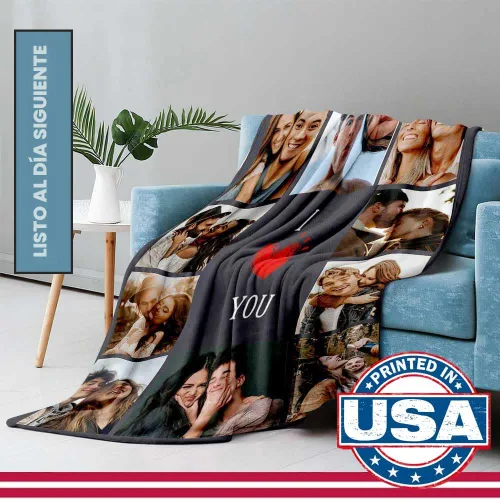 Miniatura 2 de DayOfShe Manta personalizada con foto "I Love You Girlfriend Boy", mantas personalizadas para mamá, papá, pareja, marido y esposa, regalos