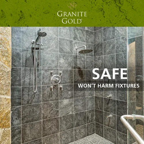 Miniatura 4 de Granite Gold Spray limpiador de ducha para superficies de cuarzo, granito, mármol, cerámica y otras superficies de piedra, fabricado en los Estados
