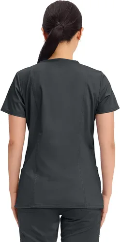 Miniatura 4 de Cherokee Medical - Camisa sanitaria para mujer con cuello en V, ajuste clásico moderno y 3 bolsillos, tela ultra suave y elástica en 2 direcciones