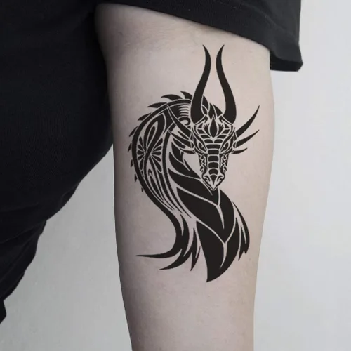 Miniatura 5 de 6 hojas de tatuajes temporales de tatuajes de garra de dragón volador negro, tótem y brazo, tatuajes falsos que se ven reales y duran mucho tiempo