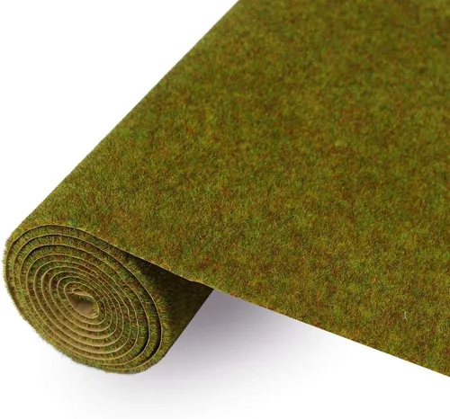 CP135 Alfombrilla de Hierba Artificial para Modelos de Trenes Verde Amarillo Otoño Tardío 40 x 100cm o 15.7"x 39" para Decoración, Paisaje de