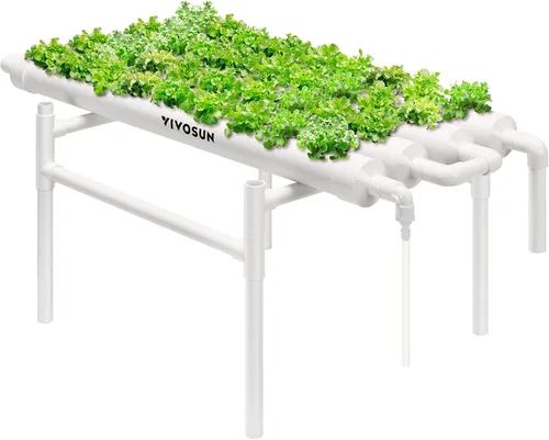 Miniatura 10 de VIVOSUN Kit de cultivo hidropónico montado en la pared, 1 capa, 36 sitios de plantas, 4 tubos de PVC-U de grado alimenticio, sistema de plantación