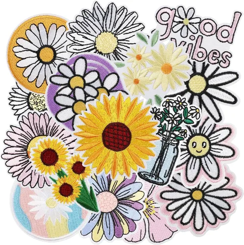 Miniatura 16 de 24 parches retro bohemios para planchar o coser, bonitos apliques bordados femeninos, decoración de moda para ropa, sombrero, bolso, vestido, Planta