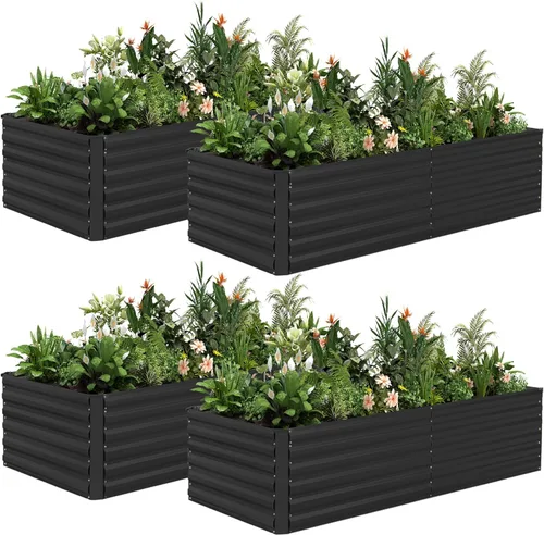 Miniatura 30 de NAVINE Cama de jardín elevada de 8 x 4 x 2 pies, macetas elevadas de metal grande, macetas para plantas al aire libre para verduras, flores